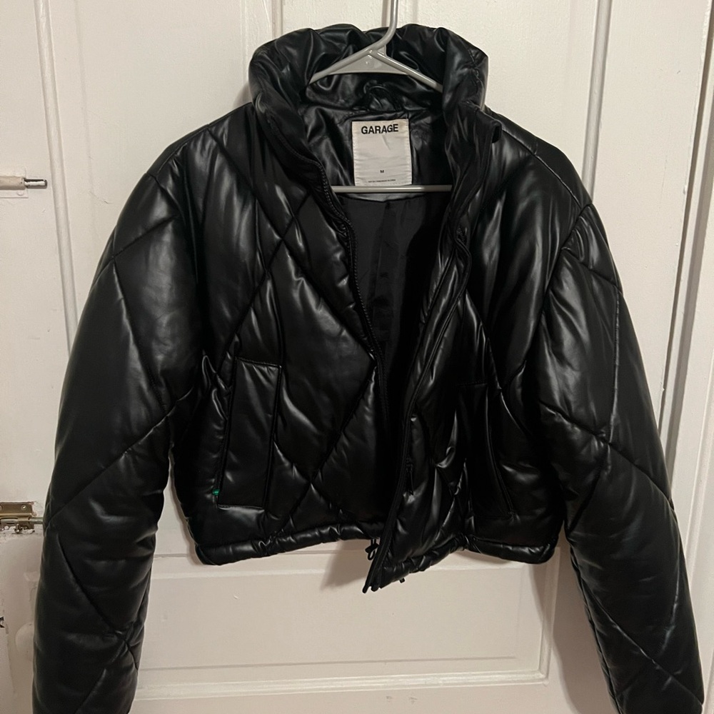 Garage Shiny Black Puffer Jacket